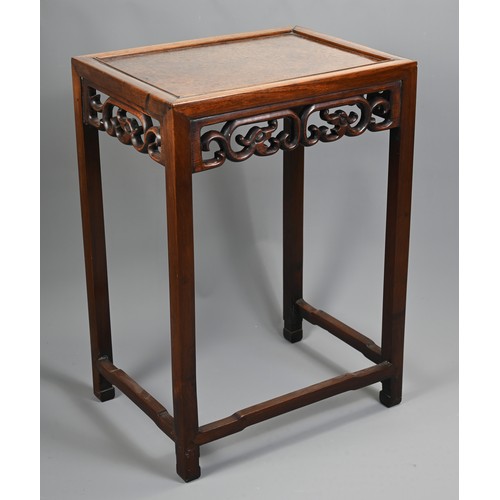 204 - A NEST OF FOUR CHINESE ROSEWOOD AND BURR WALNUT TABLES, EARLY 20TH CENTURY. Of rectangular form with... 