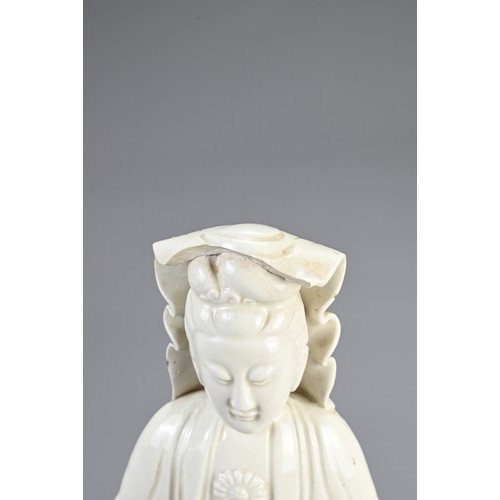 38 - THREE CHINESE BLANC DE CHINE FIGURES, 19/20TH CENTURY. To include a seated figure of Budai; A seated... 