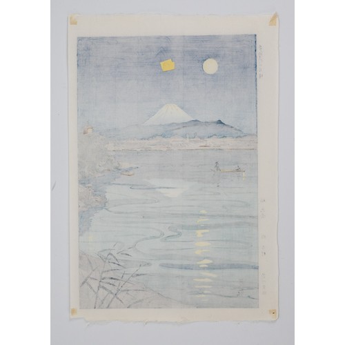 229 - TWO JAPANESE WOODBLOCK PRINTS, SHOWA STYLE. To include OKADA KOICHI (1907-1991), Moonlight in Tamaga... 