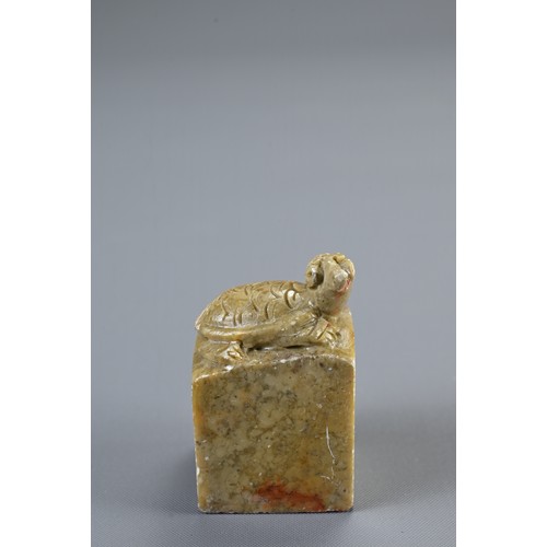 48 - A GROUP OF CHINESE SOAPSTONE SEALS AND PAPERWEIGHTS, 19/20TH CENTURY. To include a pair of weights i... 