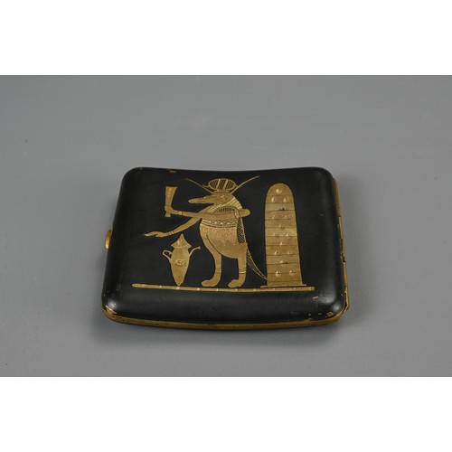 61 - A GROUP OF EGYPTIAN REVIVAL AND JAPANESE DAMASCENE ITEMS, EARLY 20TH CENTURY. To include two cigaret... 