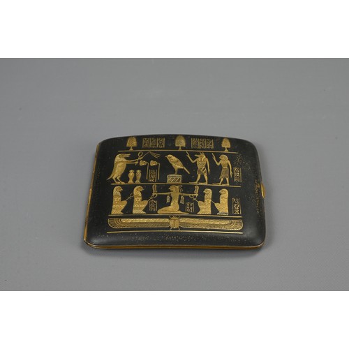 61 - A GROUP OF EGYPTIAN REVIVAL AND JAPANESE DAMASCENE ITEMS, EARLY 20TH CENTURY. To include two cigaret... 