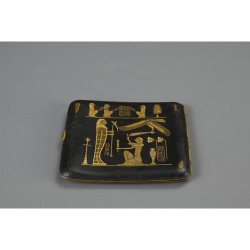 61 - A GROUP OF EGYPTIAN REVIVAL AND JAPANESE DAMASCENE ITEMS, EARLY 20TH CENTURY. To include two cigaret... 