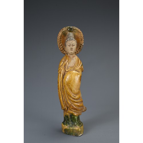 179 - A GROUP OF CHINESE POTTERY FIGURES, TANG DYNASTY AND LATER. To include two lime glazed pottery figur... 