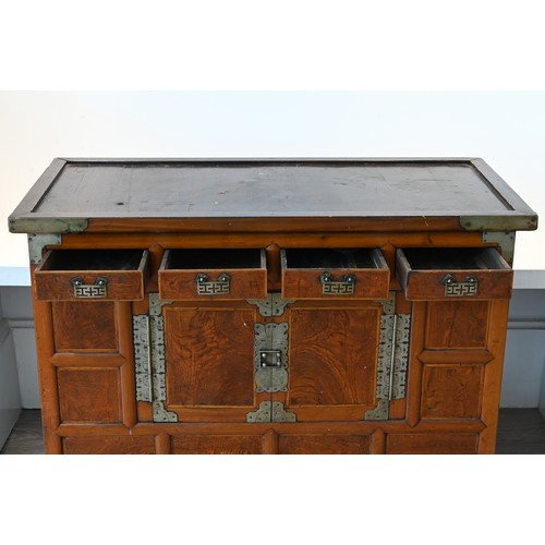 197 - A KOREAN ELM AND PEAR WOOD CABINET, BANDAJIE, LATE 19TH CENTURY. Raised on four legs, of rectangular... 