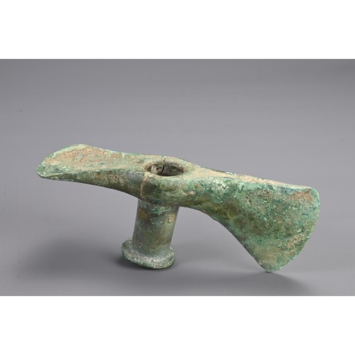 99 - A GROUP OF BRONZE ITEMS, PROBABLY ROMAN AND LATER. To include two axe head fittings, probably Roman;... 