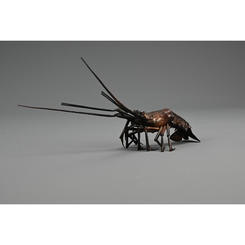 283 - JAPANESE MEIJI PERIOD COPPER JIZAI OKIMONO ARTICULATED CRAYFISH, late 19th/early 20th century, natur... 