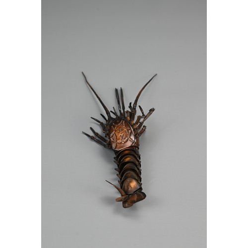 283 - JAPANESE MEIJI PERIOD COPPER JIZAI OKIMONO ARTICULATED CRAYFISH, late 19th/early 20th century, natur... 