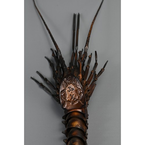 283 - JAPANESE MEIJI PERIOD COPPER JIZAI OKIMONO ARTICULATED CRAYFISH, late 19th/early 20th century, natur... 