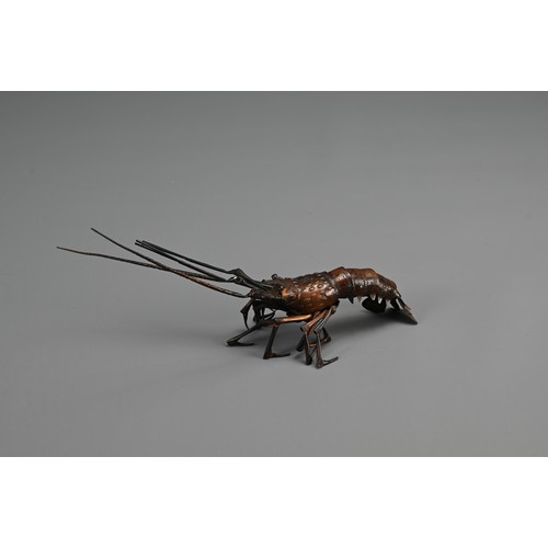 283 - JAPANESE MEIJI PERIOD COPPER JIZAI OKIMONO ARTICULATED CRAYFISH, late 19th/early 20th century, natur... 