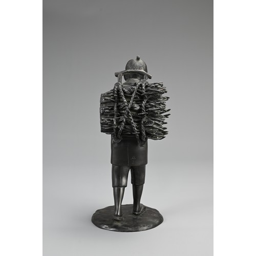 284 - A JAPANESE MEIJI PERIOD BRONZE OKIMONO OF KINJIRO NINOMIYA BY HIDEYAMA, late 19th century, typically... 