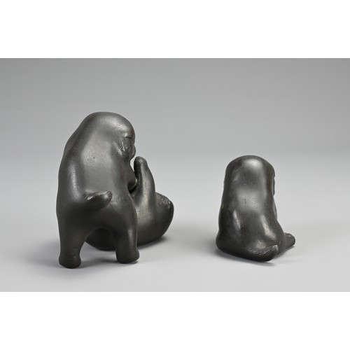 288 - JAPANESE MEIJI PERIOD BRONZE OF THREE PLAYFUL PUPPIES, SIGNED AKIMITSU, early 20th century, signed o... 