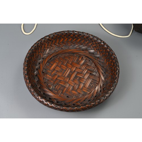 281 - FIVE JAPANESE BAMBOO BASKETS, 19/20TH CENTURY. Five Japanese bamboo baskets, including three with ci... 