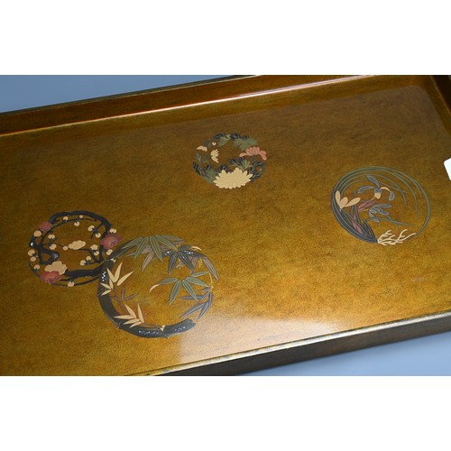 308 - A JAPANESE MEIJI PERIOD LARGE LACQUER (HIROBUTA) PRESENTATION TRAY, late 19th/early 20th century, by... 