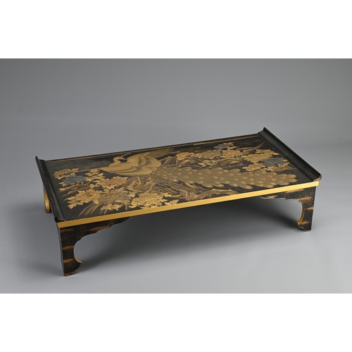 310 - JAPANESE EDO PERIOD BLACK AND GOLD LACQUER WRITING TABLE (BUNDAI), 19th century, of standard form wi... 