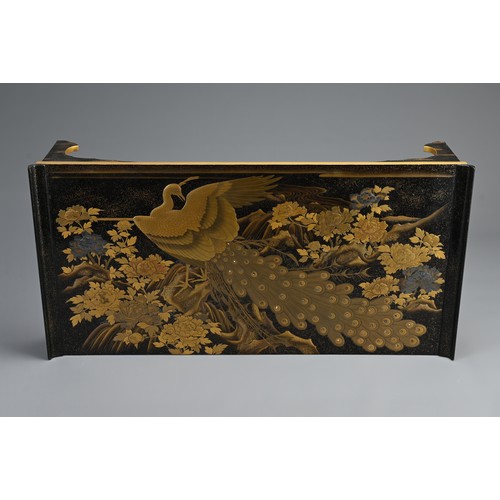 310 - JAPANESE EDO PERIOD BLACK AND GOLD LACQUER WRITING TABLE (BUNDAI), 19th century, of standard form wi... 