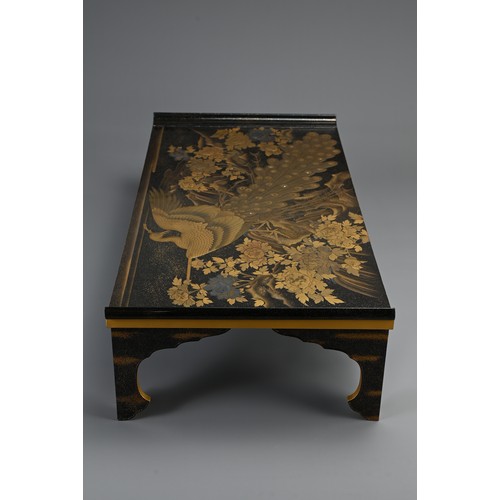 310 - JAPANESE EDO PERIOD BLACK AND GOLD LACQUER WRITING TABLE (BUNDAI), 19th century, of standard form wi... 