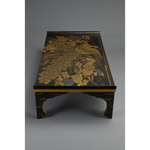 310 - JAPANESE EDO PERIOD BLACK AND GOLD LACQUER WRITING TABLE (BUNDAI), 19th century, of standard form wi... 