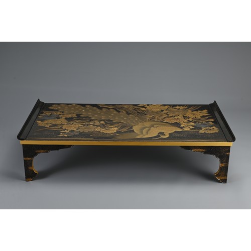 310 - JAPANESE EDO PERIOD BLACK AND GOLD LACQUER WRITING TABLE (BUNDAI), 19th century, of standard form wi... 