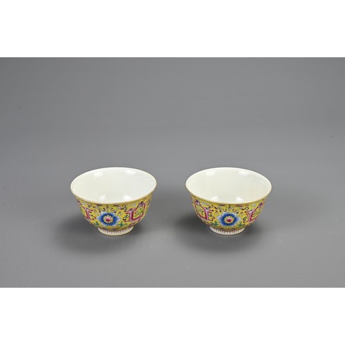 131 - A GROUP OF CHINESE PORCELAIN ITEMS WITH TRAY, 20TH CENTURY. To include a pair of yellow ground porce... 