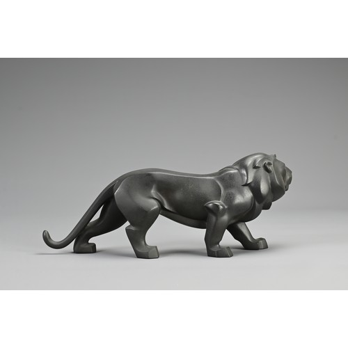 289 - A JAPANESE ART DECO BRONZE LION BY KABUKI SHUMEI, 1930s, elegantly designed in a modernistic Art Dec... 