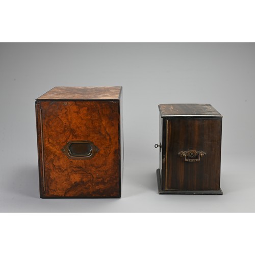 356 - A VICTORIAN COROMANDEL THREE-DRAWER TABLE-TOP CABINET AND A WALNUT TABLE-TOP HUMIDOR. The first with... 