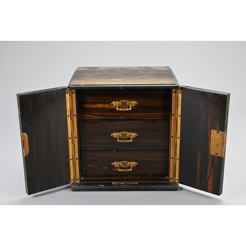 356 - A VICTORIAN COROMANDEL THREE-DRAWER TABLE-TOP CABINET AND A WALNUT TABLE-TOP HUMIDOR. The first with... 