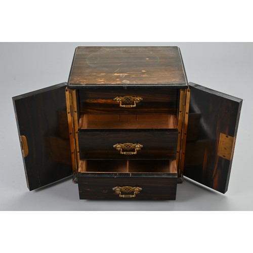 356 - A VICTORIAN COROMANDEL THREE-DRAWER TABLE-TOP CABINET AND A WALNUT TABLE-TOP HUMIDOR. The first with... 