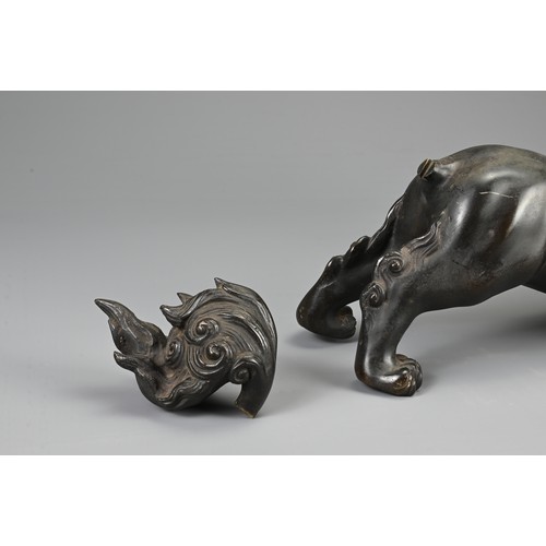 280 - A LARGE JAPANESE BRONZE MODEL OF A LION DOG, MEIJI PERIOD (1868–1912). Three sections to include the... 