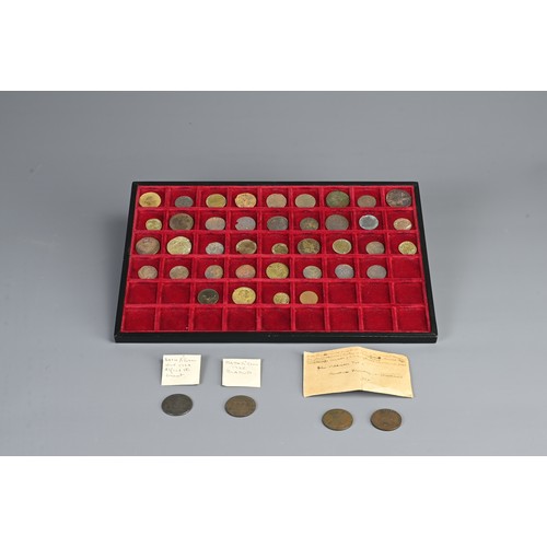 348 - A COLLECTION OF 43 VARIOUS 18TH-19TH CENTURY COPPER AND BRASS TOKENS. Including: a Bath Token 1794, ... 