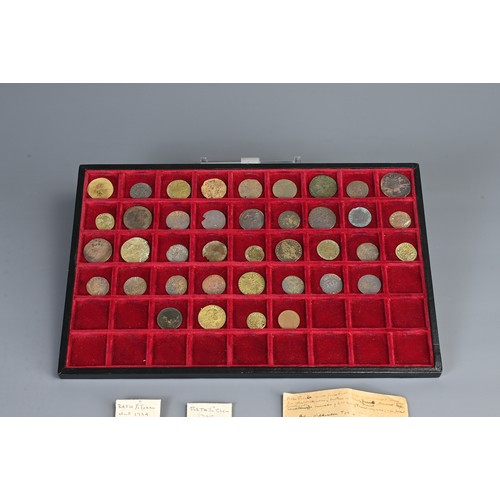 348 - A COLLECTION OF 43 VARIOUS 18TH-19TH CENTURY COPPER AND BRASS TOKENS. Including: a Bath Token 1794, ... 