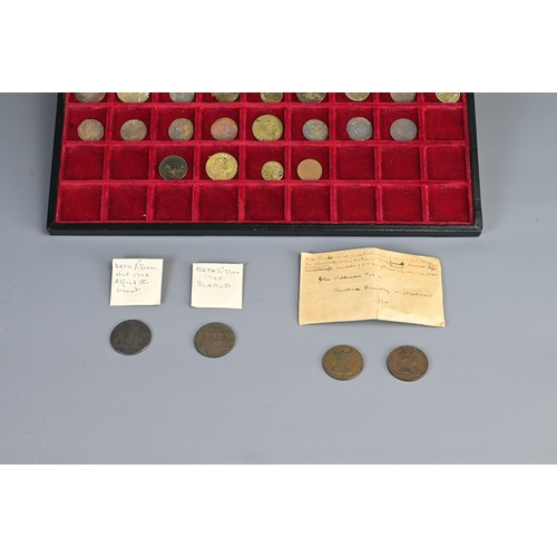 348 - A COLLECTION OF 43 VARIOUS 18TH-19TH CENTURY COPPER AND BRASS TOKENS. Including: a Bath Token 1794, ... 