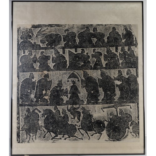 236 - A CHINESE STONE RUBBING DEPICTING THE IMMORTALS, Qing dynasty or later, taken from a Han Dynasty Wu ... 