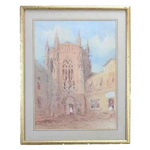 322 - ATTRIBUTED TO SAMUEL PROUT RWS (1783-1852) - Two architectural paintings of Aechen Cathedral's exter... 