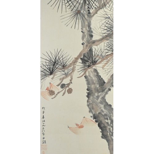 221 - A PAIR OF CHINESE INK AND WATERCOLOUR ON PAPER, HONG KONG, 1938. Each depicting flowering branches. ... 