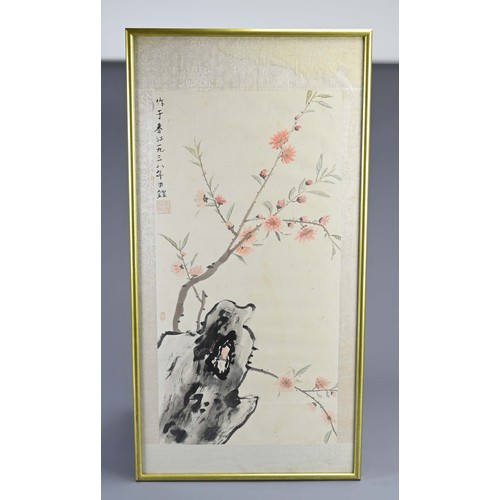 221 - A PAIR OF CHINESE INK AND WATERCOLOUR ON PAPER, HONG KONG, 1938. Each depicting flowering branches. ... 