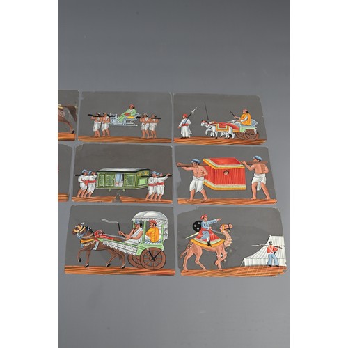 238 - A QUANTITY OF INDIAN MICA PAINTINGS, 19TH CENTURY. Opaque pigments on mica leaves depicting various ... 