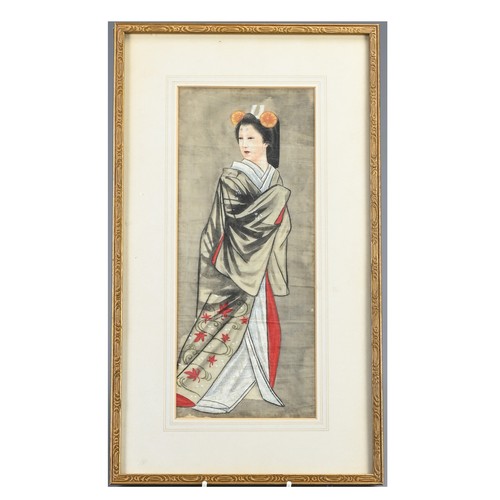 228 - A JAPANESE WOODBLOCK PRINTS BY TOYOHARA KUNICHIKA, AND TWO PAINTINGS. The woodblock print circa 1865... 