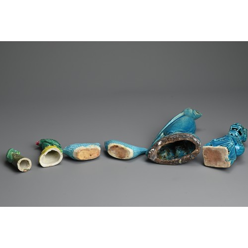 9 - A GROUP OF CHINESE TURQUOISE AND GREEN GLAZED PORCELAIN ITEMS, EARLY 20TH CENTURY. To include a mode... 