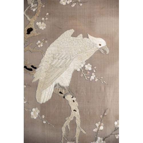 332 - A LARGE CHINESE FRAMED SILK EMBROIDERED PANEL, REPUBLIC PERIOD, EARLY 20TH CENTURY. Featuring a cock... 