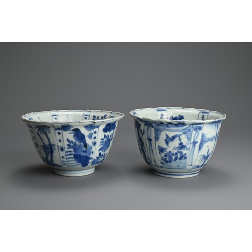 73 - TWO CHINESE BLUE AND WHITE PORCELAIN BOWLS, 16/17TH CENTURY. Finely potted lobed bowls with deep rou... 