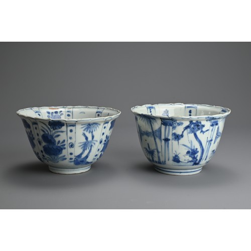 73 - TWO CHINESE BLUE AND WHITE PORCELAIN BOWLS, 16/17TH CENTURY. Finely potted lobed bowls with deep rou... 