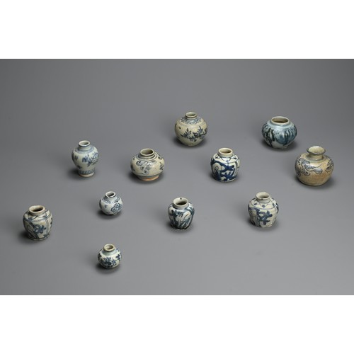 88 - A GROUP OF CHINESE BLUE AND WHITE PORCELAIN JARS, MING DYNASTY. To include four deer vases, probably... 