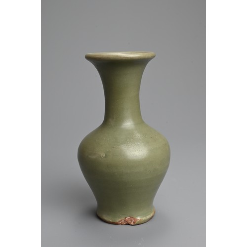 172 - A CHINESE LONGQUAN CELADON GLAZED PORCELAIN VASE, YUAN DYNASTY, PUBLISHED AND EXHIBITED. Of baluster... 