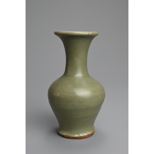 172 - A CHINESE LONGQUAN CELADON GLAZED PORCELAIN VASE, YUAN DYNASTY, PUBLISHED AND EXHIBITED. Of baluster... 