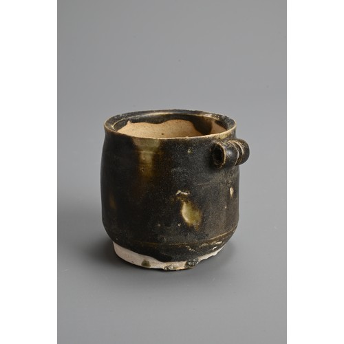 181 - A GROUP OF CHINESE BROWN GLAZED POTTERY ITEMS, 12/13TH CENTURY. To include a rare bird feeder with d... 