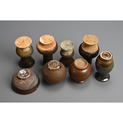 182 - A GROUP OF CHINESE BROWN GLAZED POTTERY JARS AND BOWL, 12TH CENTURY AND LATER. To include five vases... 