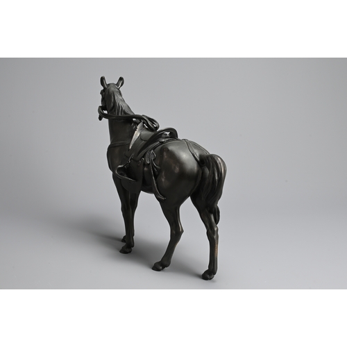 359 - A JAPANESE BRONZE FIGURE OF SHOGUN’S HORSE, MARUKI COMPANY, 19/20TH CENTURY. Well cast, the stallion... 