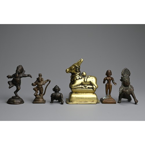 290 - A GROUP OF INDIAN / SOUTH EAST ASIAN BRONZE IDOLS, 19/20TH CENTURY. Of various forms to include a po... 