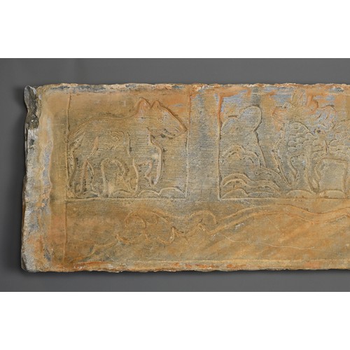 331 - THREE CHINESE WHITE MARBLE PANELS, YUAN / MING DYNASTY. Each of rectangular form carved in relief wi... 